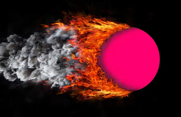 Ball with a trail of fire and smoke - pink — Stock Photo, Image