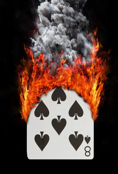 Playing card with fire and smoke — Stock Photo, Image