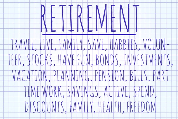 Nyugdíj szó felhő — Stock Fotó