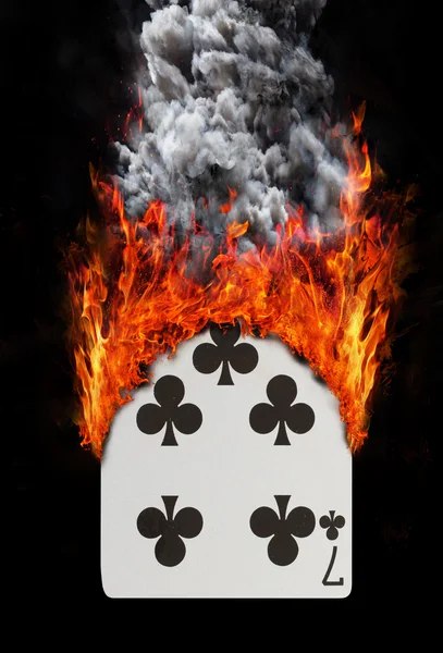 Cartão de jogar com fogo e fumaça — Fotografia de Stock