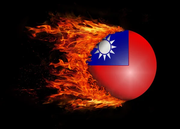 Flag with a trail of fire - Taiwan — Stock Photo, Image