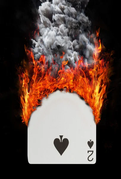 Jugando a las cartas con fuego y humo — Foto de Stock