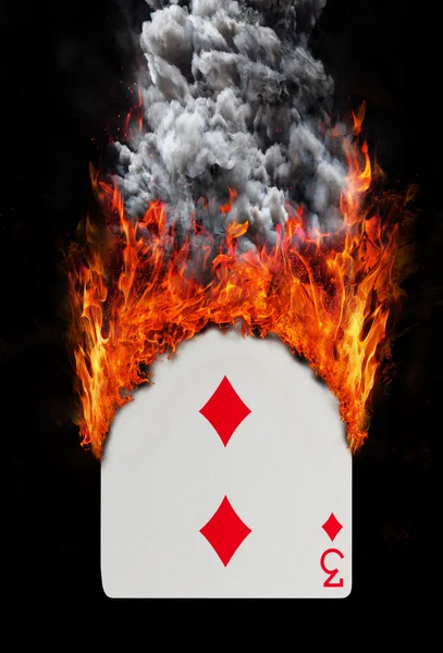 Playing card with fire and smoke — Stock Photo, Image