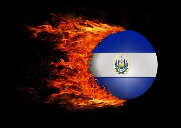Flaga z szlak ognia - El Salvador — Zdjęcie stockowe