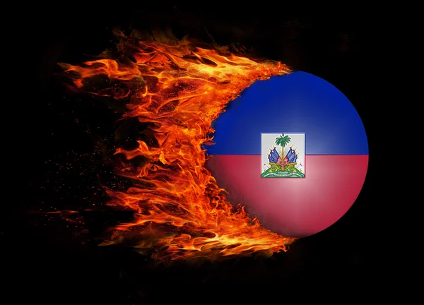 Flagga med ett spår av eld - Haiti — Stockfoto