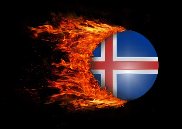 Bandera con un rastro de fuego - Islandia —  Fotos de Stock