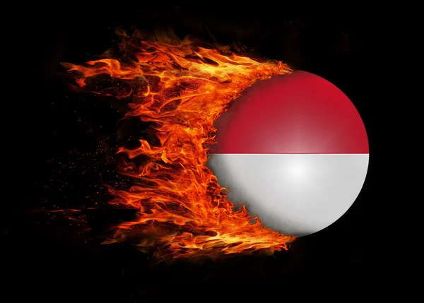 화재-인도네시아의 흔적이 있는 플래그 — 스톡 사진