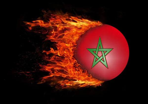 Drapeau avec une traînée de feu - Maroc — Photo