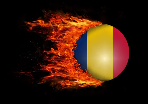 Bandiera con una scia di fuoco - Romania — Foto Stock