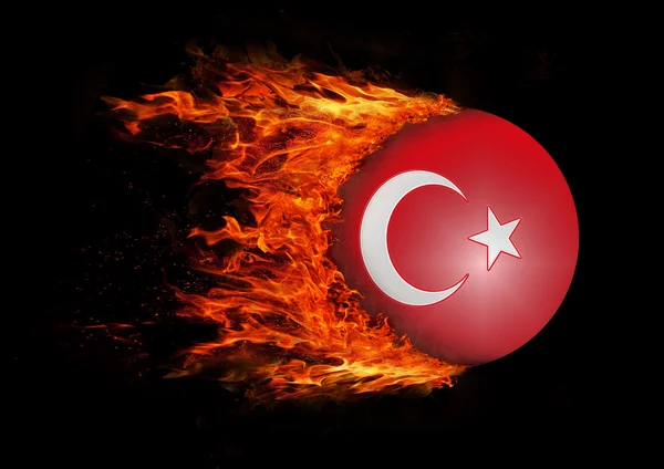 Flag with a trail of fire - Turkey — Stock Photo, Image