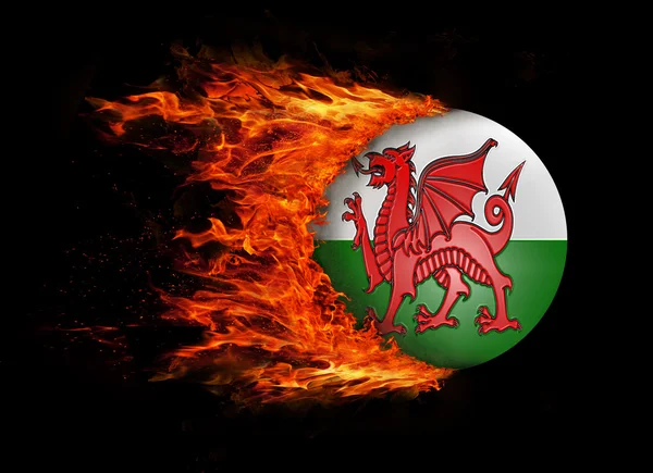 Flag with a trail of fire - Wales — Stock Photo, Image
