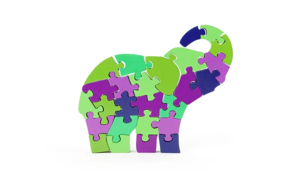 Kolorowe puzzle kawałki w kształcie słonia — Zdjęcie stockowe