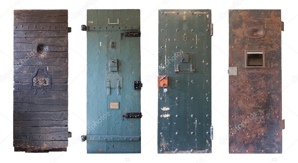 Collection of four old prison doors