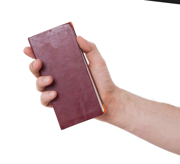 Old diaries in a hand — Stock Photo, Image