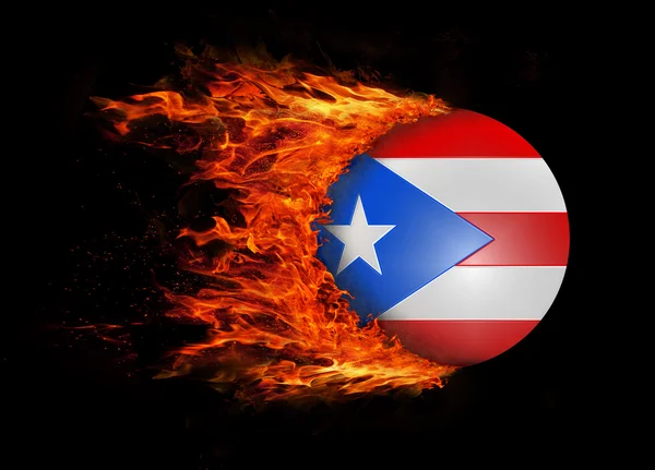 Flaga z szlak ognia - Puerto Rico — Zdjęcie stockowe