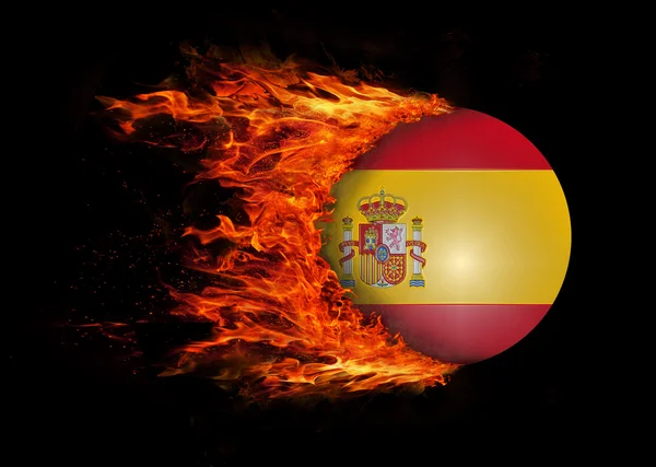 Flagga med ett spår av eld - Spanien — Stockfoto