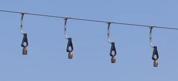 Alps cowbells on a skilift — Stock Photo, Image