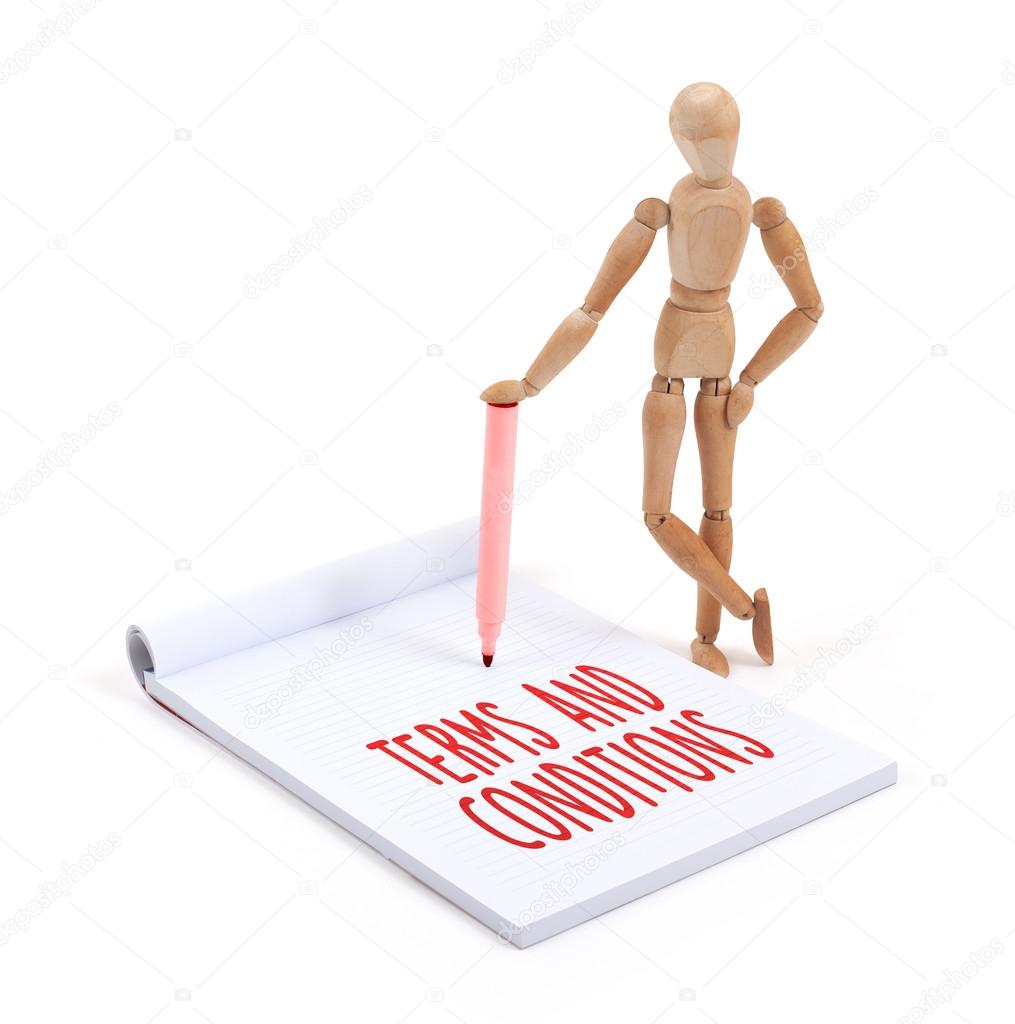 Wooden mannequin writing - Terms and conditions
