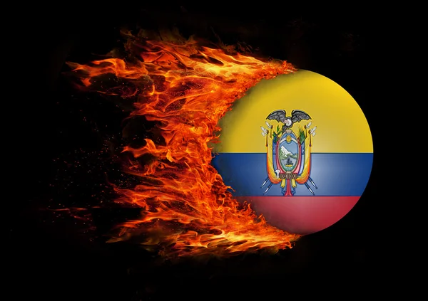 Flag with a trail of fire - Ecuador — Stock Photo, Image