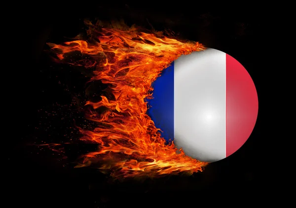 Bandera con un rastro de fuego - Francia — Foto de Stock