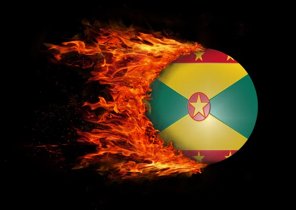 Flagge mit einer Spur des Feuers - Grenada — Stockfoto