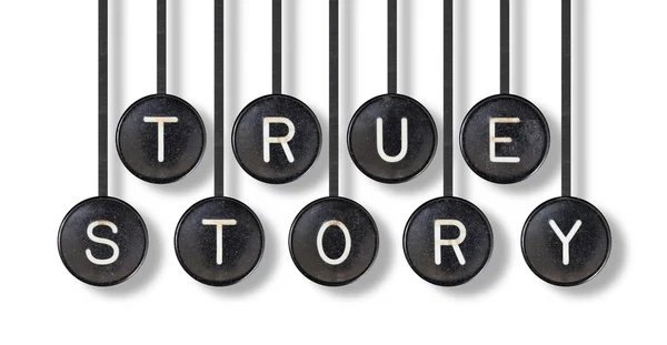 Typewriter buttons, isolated - True story — Stock Photo, Image