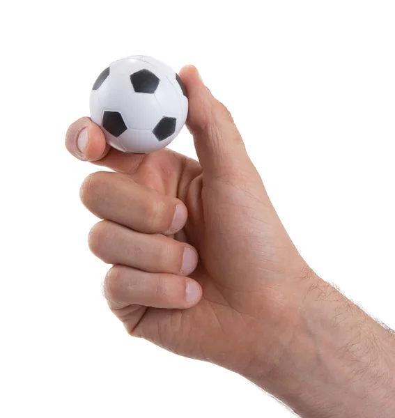 Hände mit Fußballball — Stockfoto