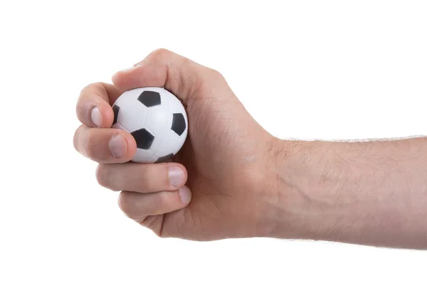 Hände mit Fußballball — Stockfoto
