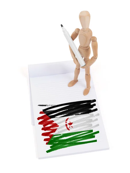 Wooden mannequin made a drawing - Western Sahara — Stock Photo, Image