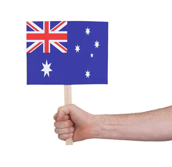 Küçük kart - Avustralya bayrağı tutan el — Stok fotoğraf