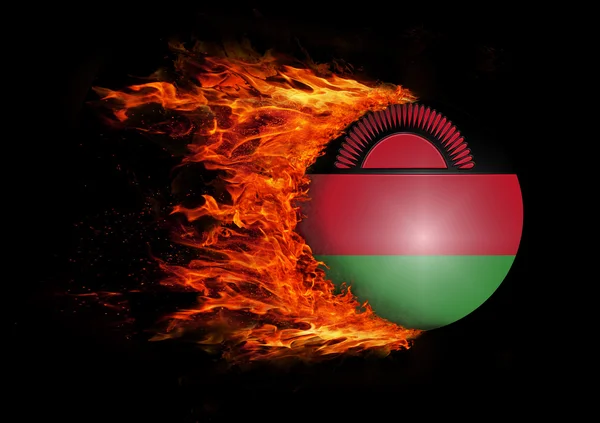 Yangın - Malavi bir iz bayrak — Stok fotoğraf