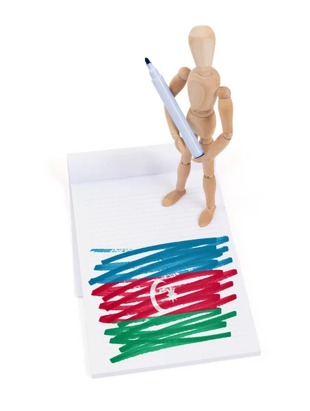 Wooden mannequin made a drawing - Azerbaijan — Stock Photo, Image