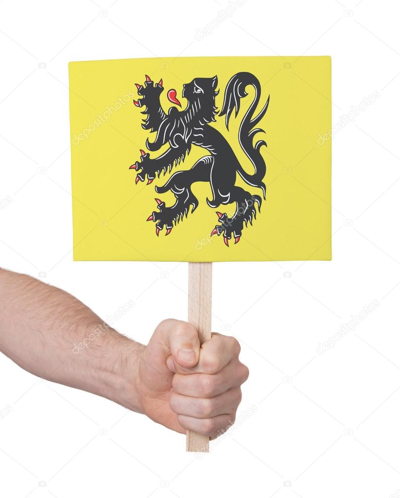 Hand holding small card - Flag of Flanders