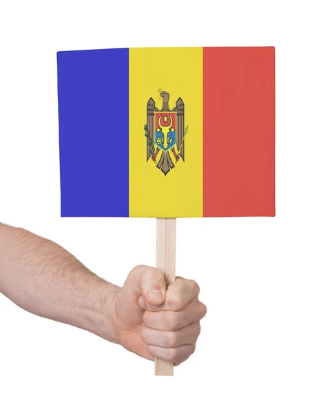 Hand holding small card - Flag of Moldova — Stock Photo, Image