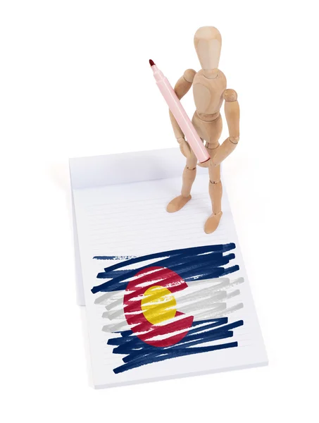 Wooden mannequin made a drawing - Colorado — Stock Photo, Image