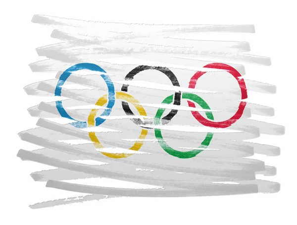 Ilustração da bandeira - Anéis Olímpicos — Fotografia de Stock