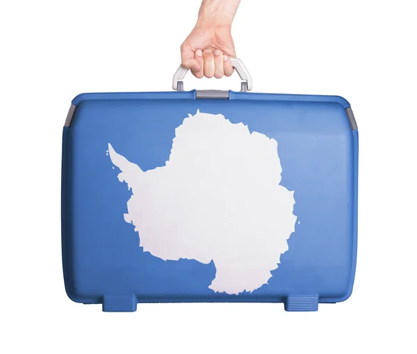Gebruikte kunststof koffer met vlekken en krassen — Stockfoto