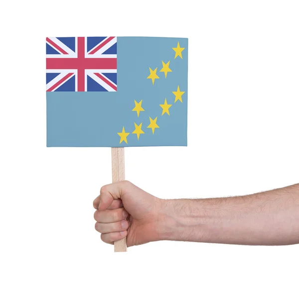 Hand holding small card - Flag of Tuvalu — Stock Photo, Image