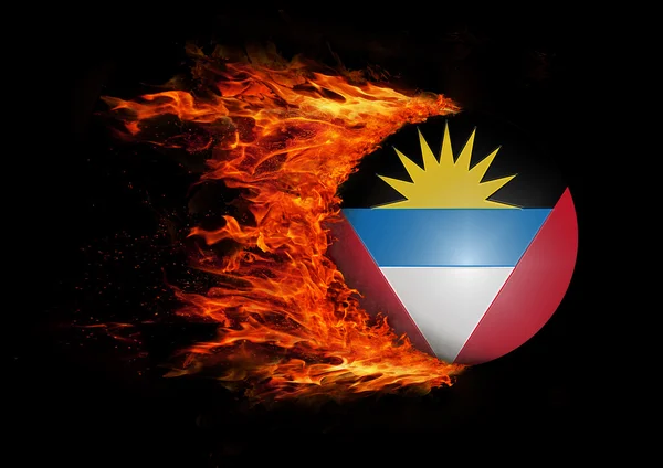 Bandera con un rastro de fuego - Antigua y Barbuda — Foto de Stock