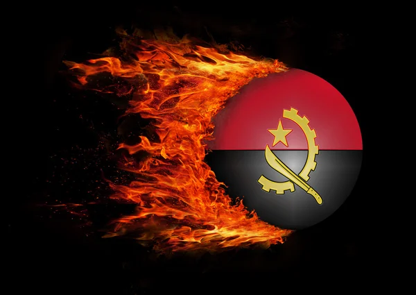 Flag with a trail of fire - Angola — Stock Photo, Image