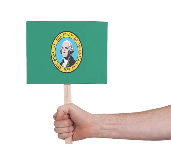 Küçük kart - Washington bayrak tutan el — Stok fotoğraf