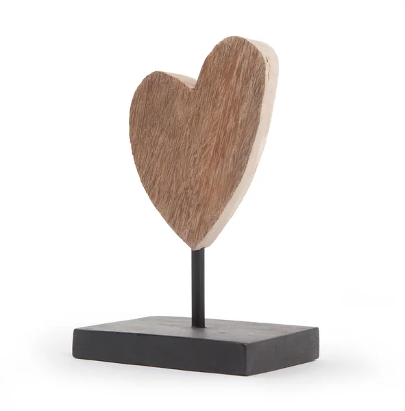 Dřevěné srdce tvar izolované — Stock fotografie