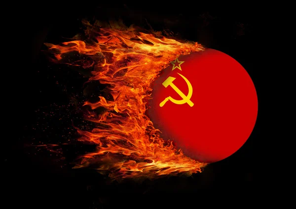 Bandiera con una scia di fuoco - URSS — Foto Stock