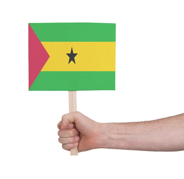Küçük kart - bayrak Sao Tome ve Principe tutan el — Stok fotoğraf