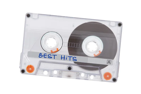 Vintage audio cassette tape, geïsoleerd op witte achtergrond — Stockfoto