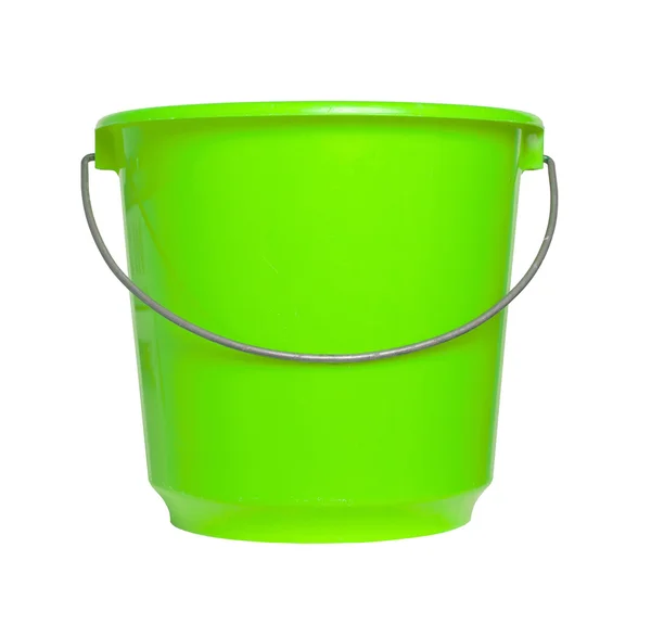 Single green bucket isolated — Stock Photo, Image