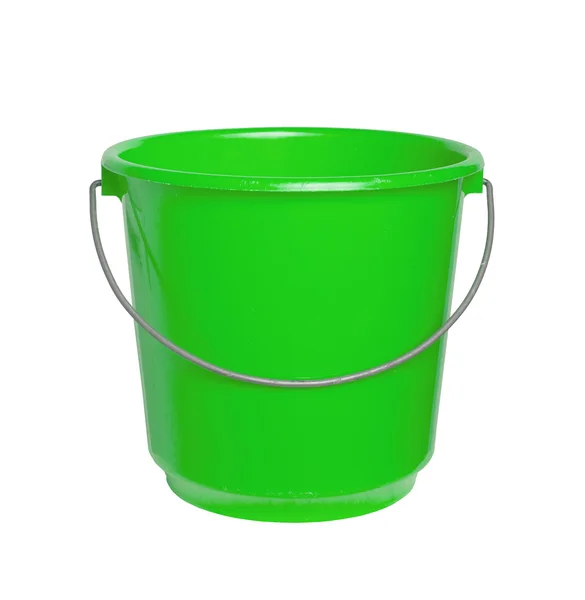 Single green bucket isolated — Stock Photo, Image