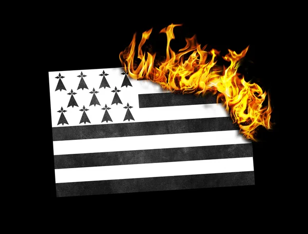 Flag burning - Brittany — Stock Photo, Image