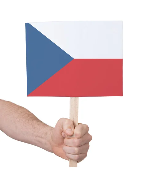 Hand met kleine kaartje - vlag van Tsjechië — Stockfoto