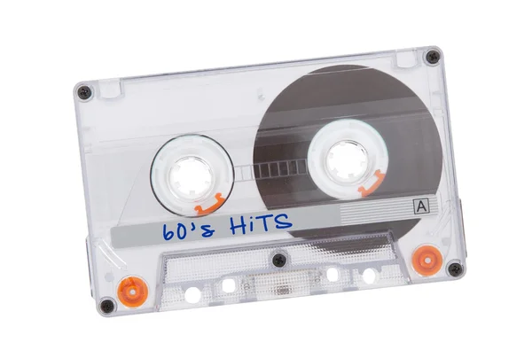 Vintage audio cassette tape, geïsoleerd op witte achtergrond — Stockfoto